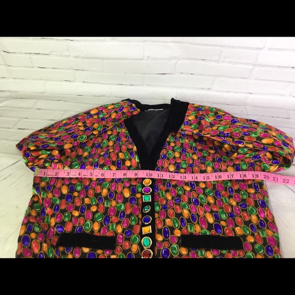 VTG Jeweled All Over Print Blazer Jacket Skirt Set - Picture 6 of 8